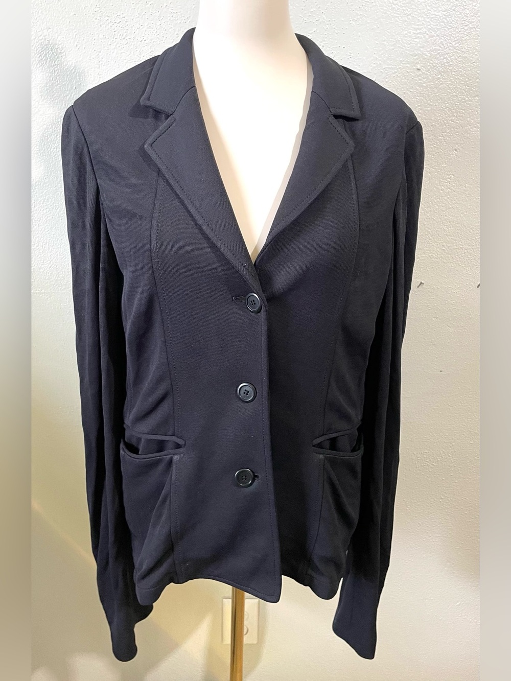 Henri Bendel Black Textured Blazer Made In Italy Tailored Quiet Luxury Modern